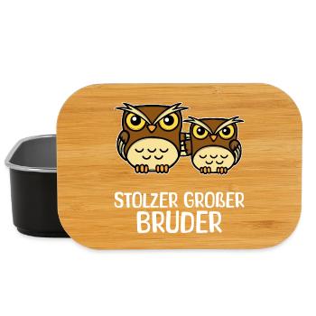 Bruderherz Eule Stolzer Großer Bruder Statement - Lunch Box - Schwarz - Vorne