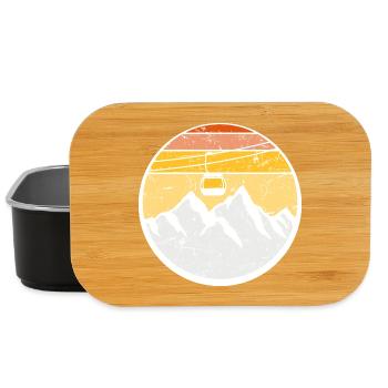 gondola lift mountains ski holiday cable car lift love - Lunch Box - black - Front