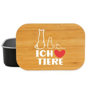 Ich Liebe Tiere Katze Statement Haustiere Hund - Lunch Box - Schwarz - Vorne