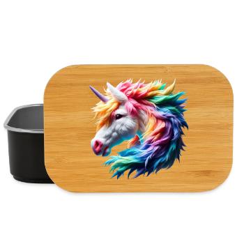 Bunter Einhornkopf - Lunch Box - Schwarz - Vorne