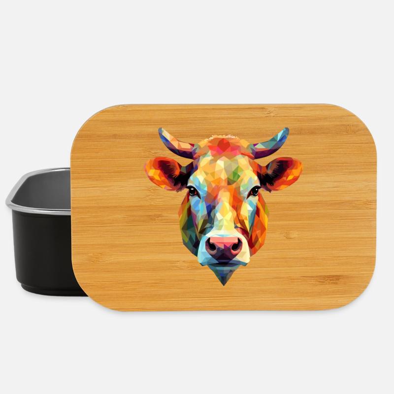 Kuh Polygon Kalb Rind Rinder Stier Kühe - Lunch Box - Schwarz