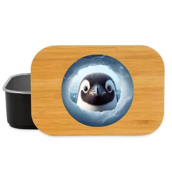 Pingouin regardant à travers un trou de neige - Boîte à goûter - noir - Devant