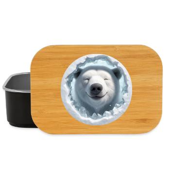 Laughing polar bear looking through hole of ice - Lunch Box - black - Front