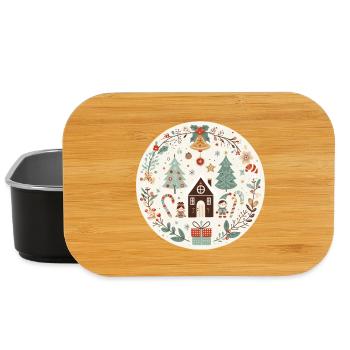 Weihnachtliche Illustration mit Haus und Tannen - Lunch Box - Schwarz - Vorne