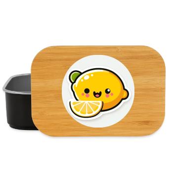 Cute laughing yellow lemon in comic style - Lunch Box - black - Front
