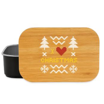 Weihnachtsherz Strickmuster Design - Lunch Box - Schwarz - Vorne