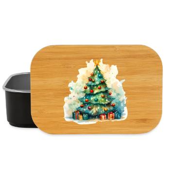 Watercolor Christmas Tree with Gifts - Lunch Box - black - Front