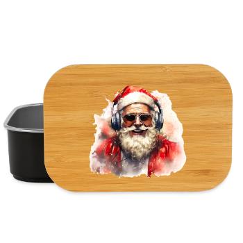 Aquarell Santa mit Headset und Sonnenbrille - Lunch Box - Schwarz - Vorne