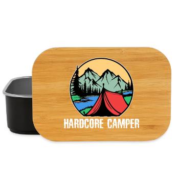 Montagnes, Campeurs, Camping, Camping, Déclaration, Nature, Vacances - Boîte à goûter - noir - Devant