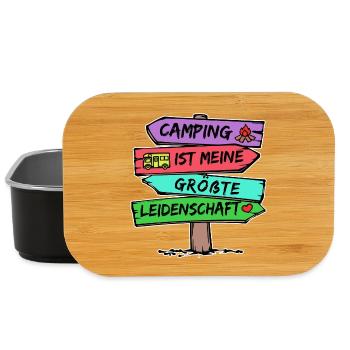Camping Statement Wanderlust Wanderer Herz Camper - Lunch Box - Schwarz - Vorne
