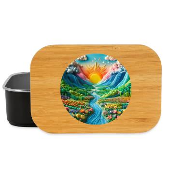 Paysage coloré avec du soleil, des montagnes et un lac en pâte à modeler - Boîte à goûter - noir - Devant