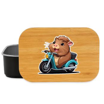 Meerschweinchen auf Mofa - Lunch Box - Schwarz - Vorne