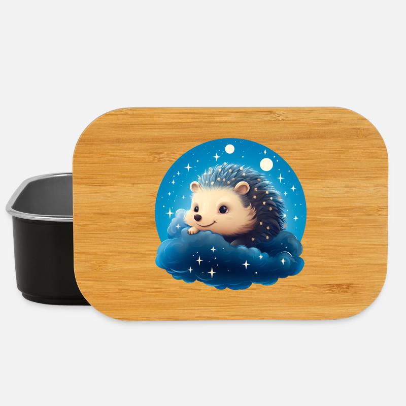 Cute hedgehog at night - Lunch Box - black