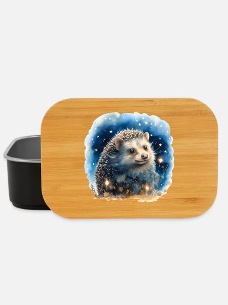 Watercolor hedgehog with starry sky - Lunch Box - black