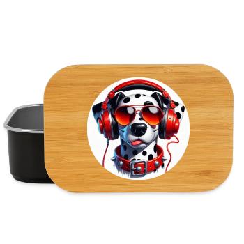 Dalmatiner Hund mit Brille und Kopfhörern - Lunch Box - Schwarz - Vorne