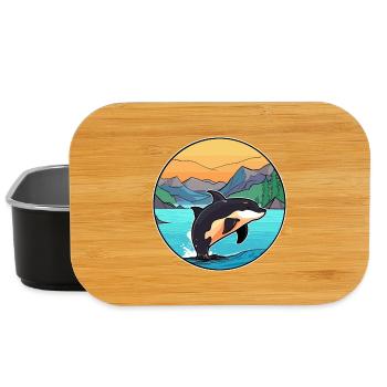 Orca Aquarell Cartoon Kawaii Clipart Tier - Lunch Box - Schwarz - Vorne