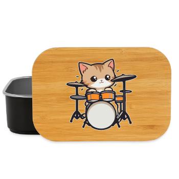 Schlagzeug Katze Musiker Drummer - Lunch Box - Schwarz - Vorne