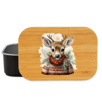 Hirsch im Winterpullover - Lunch Box - Schwarz - Vorne