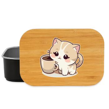 Cat with Coffee - Lunch Box - black - Front