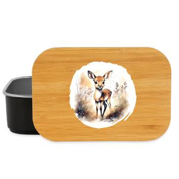 Fawn Watercolor - Lunch Box - black - Front