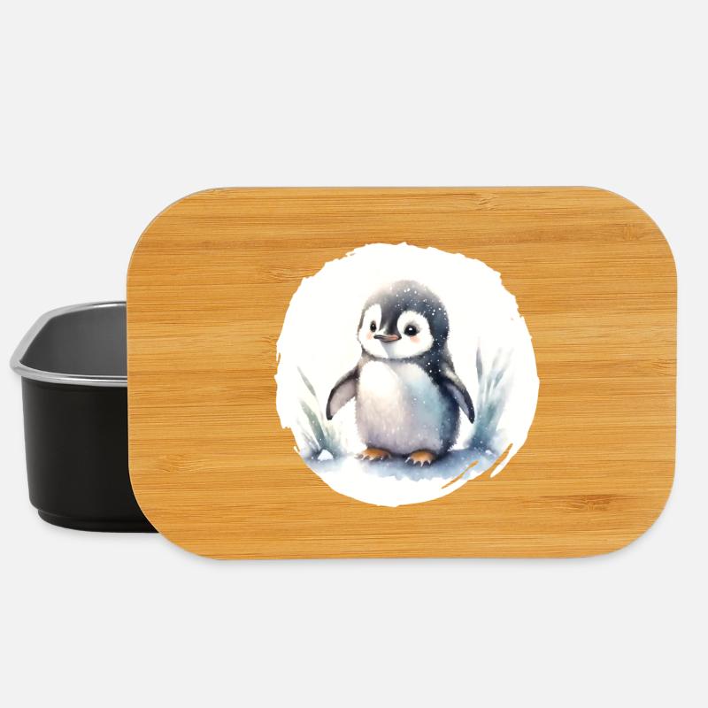 Pinguin Aquarell - Lunch Box - Schwarz