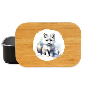 Arctic Fox Watercolor - Lunch Box - black - Front
