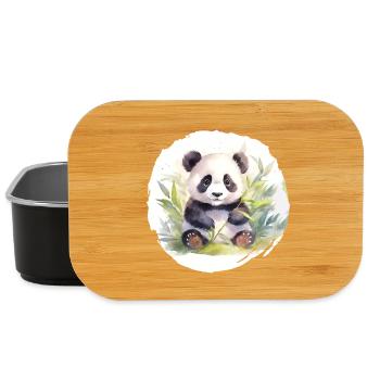 Watercolor Panda Bear - Lunch Box - black - Front