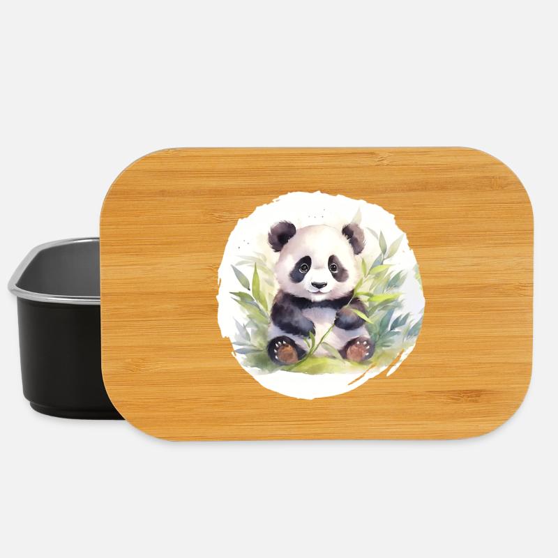 Aquarell Pandabär - Lunch Box - Schwarz