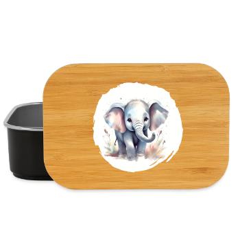 Aquarell Elefant - Lunch Box - Schwarz - Vorne