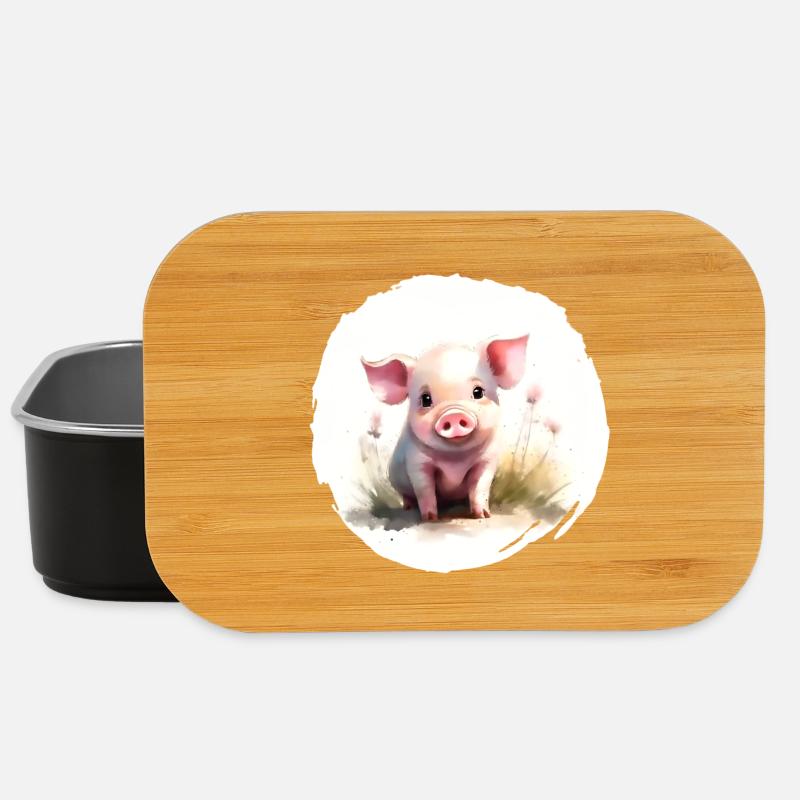 Ferkel Aquarell - Lunch Box - Schwarz
