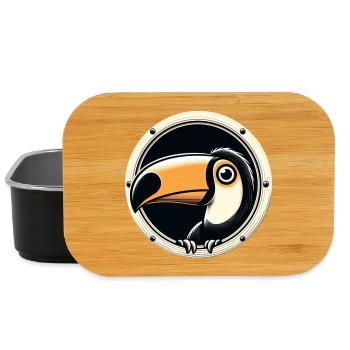 Toucan regardant à travers le hublot rond - Boîte à goûter - noir - Devant
