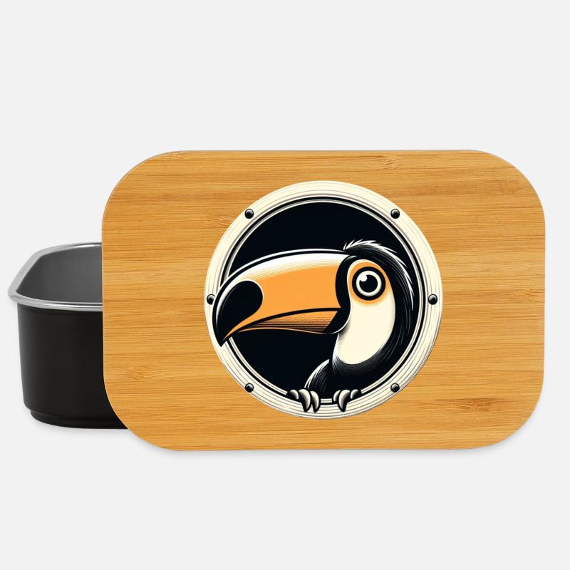 Tukan schaut durch rundes Bullauge - Lunch Box - Schwarz