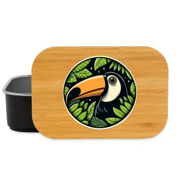 Toucan regardant à travers les feuilles de la jungle - Boîte à goûter - noir - Devant