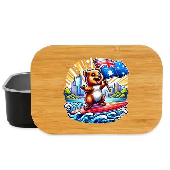 Design de surf australien Quokka - Boîte à goûter - noir - Devant