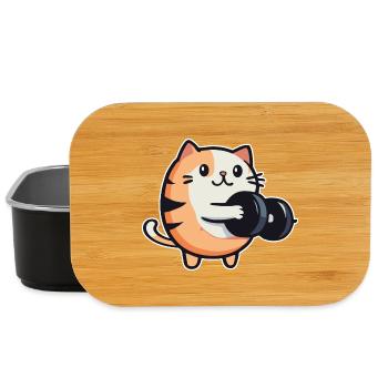 Lustige Katze mit Hanteln Fitness - Lunch Box - Schwarz - Vorne