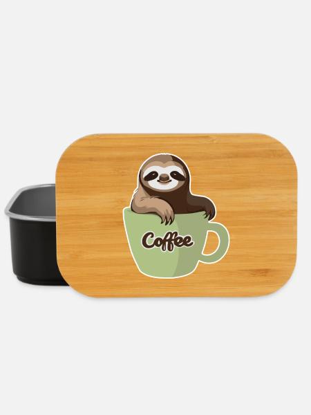 Sloth in a coffee cup - Lunch Box - black