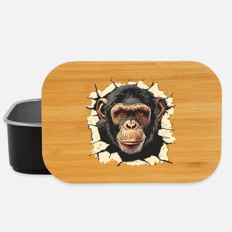 singe, tête de singe, chimpanzé, singe - Boîte à goûter - noir
