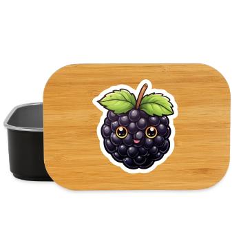 Cute Blackberry Illustration – Kawaii Style - Lunch Box - black - Front