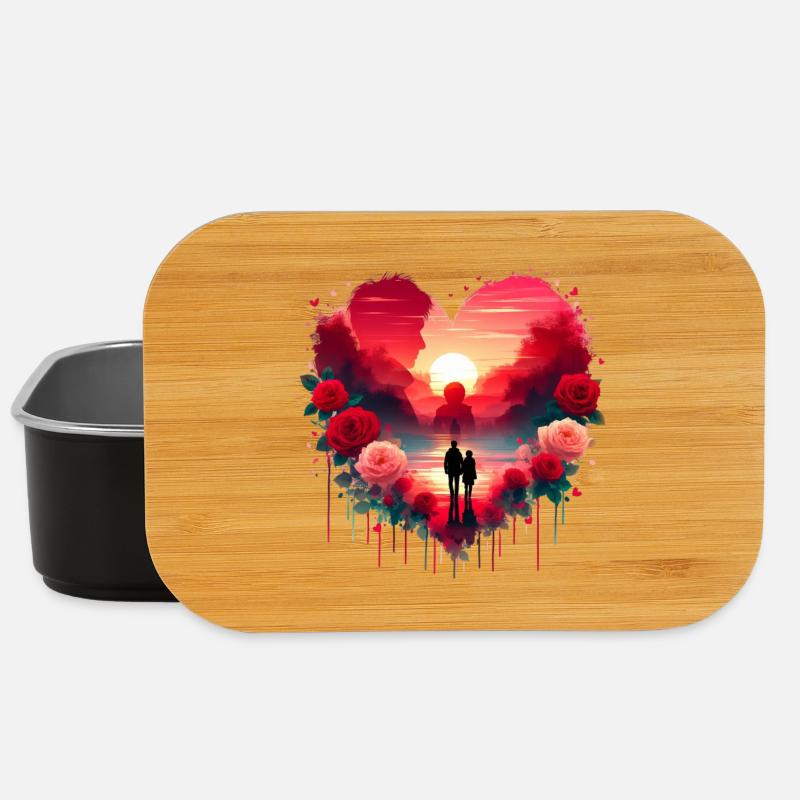 Romantische Sonnenuntergangs-Herzszene - Lunch Box - Schwarz
