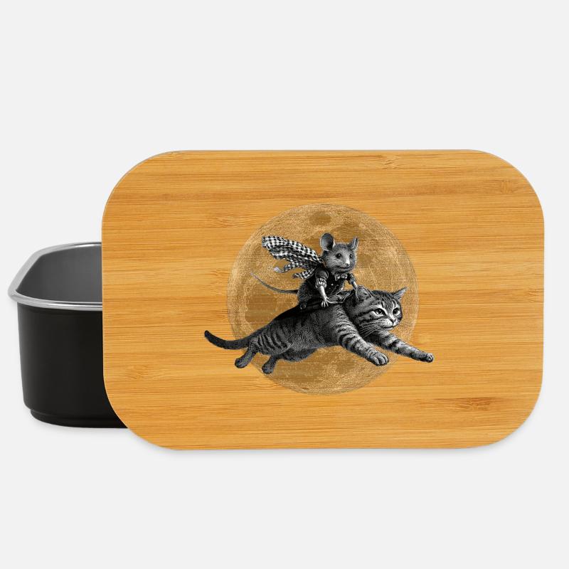 True Moon Love – Maus fliegt mit einer Katze - Lunch Box - Schwarz