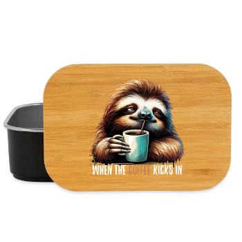 Faultier Kaffee kickt Geschenk - Lunch Box - Schwarz - Vorne