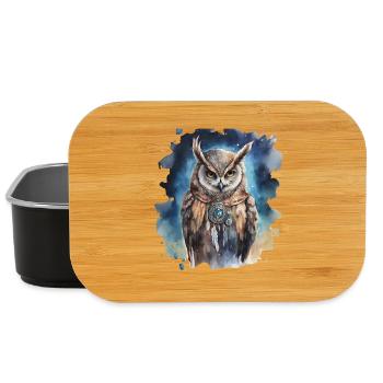 Hibou animal de pouvoir, sagesse, intuition, chamanique - Boîte à goûter - noir - Devant