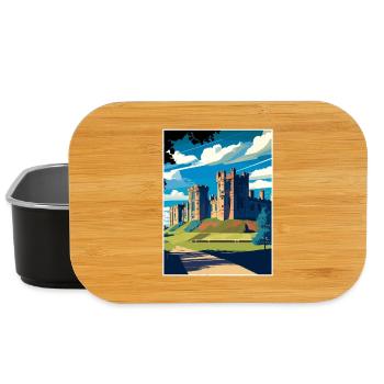 Alnwick Castle England Vintage Travel Illustration - Lunch Box - black - Front