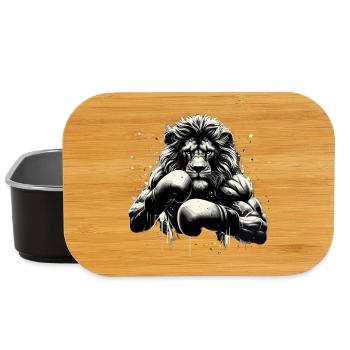 Lion Boxer combattant boxe cadeau - Boîte à goûter - noir - Devant