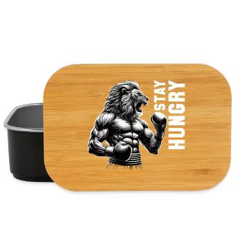 Lion rugit rester faim boxeur boxe cadeau - Boîte à goûter - noir - Devant