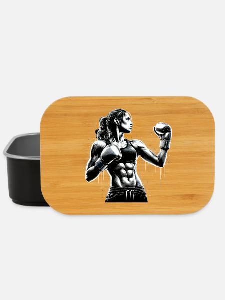 Boxeur Femme Forte Boxe Femmes Boxe Cadeau - Boîte à goûter - noir