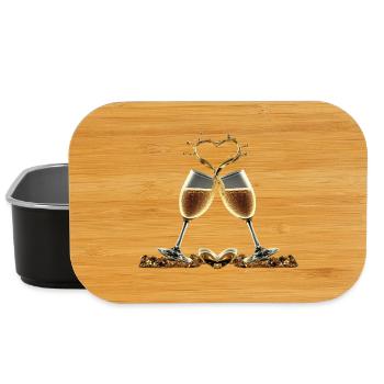 Deux verres formant un cœur / idée cadeau - Boîte à goûter - noir - Devant