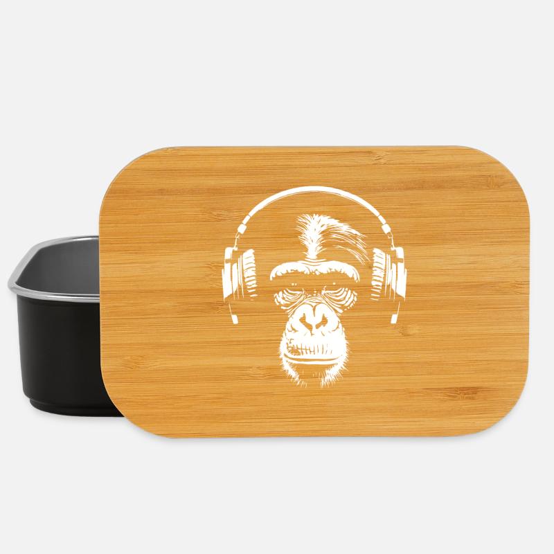 Monkey - Music - Chimpanzee - Lunch Box - black