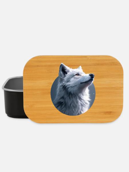 Weißer Wolf Illustration - Lunch Box - Schwarz