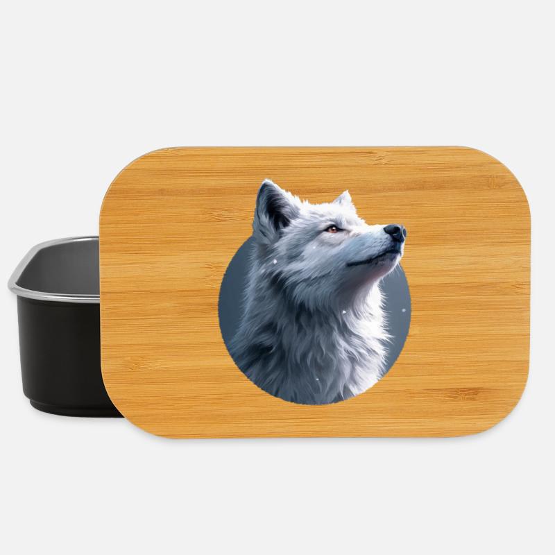 Weißer Wolf Illustration - Lunch Box - Schwarz